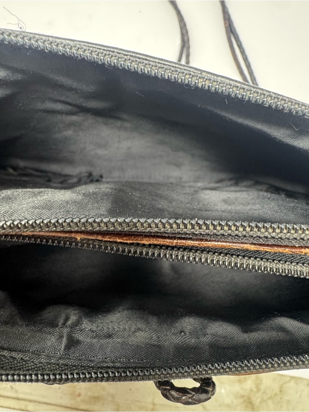 Vintage Brighton Black Brown Leather Crossbody Purse Silver Heart Charm - Picture 10 of 14